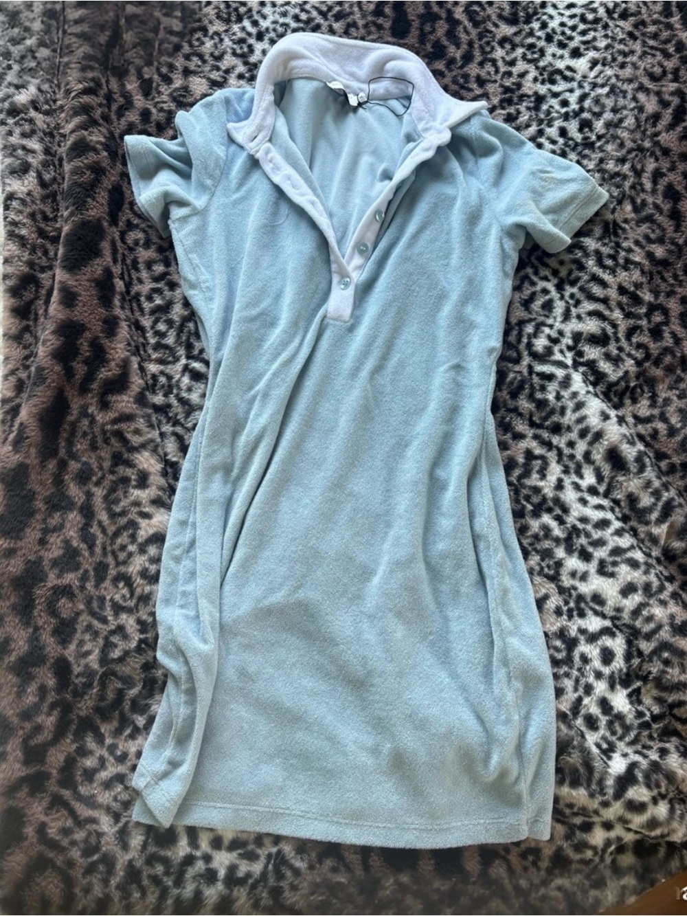 Light Blue Terry Polo Mini Dress